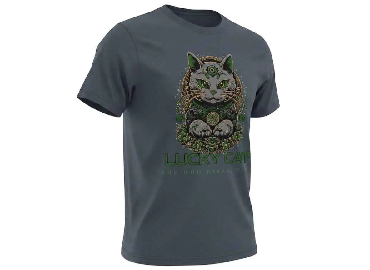She Who Dares Wins Lucky Cat Graphic Tee Navy