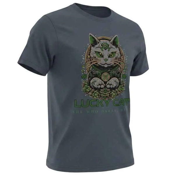 She Who Dares Wins Lucky Cat Graphic Tee S