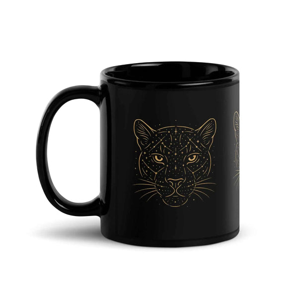 Starlit Big Cat Black Mug 11 oz