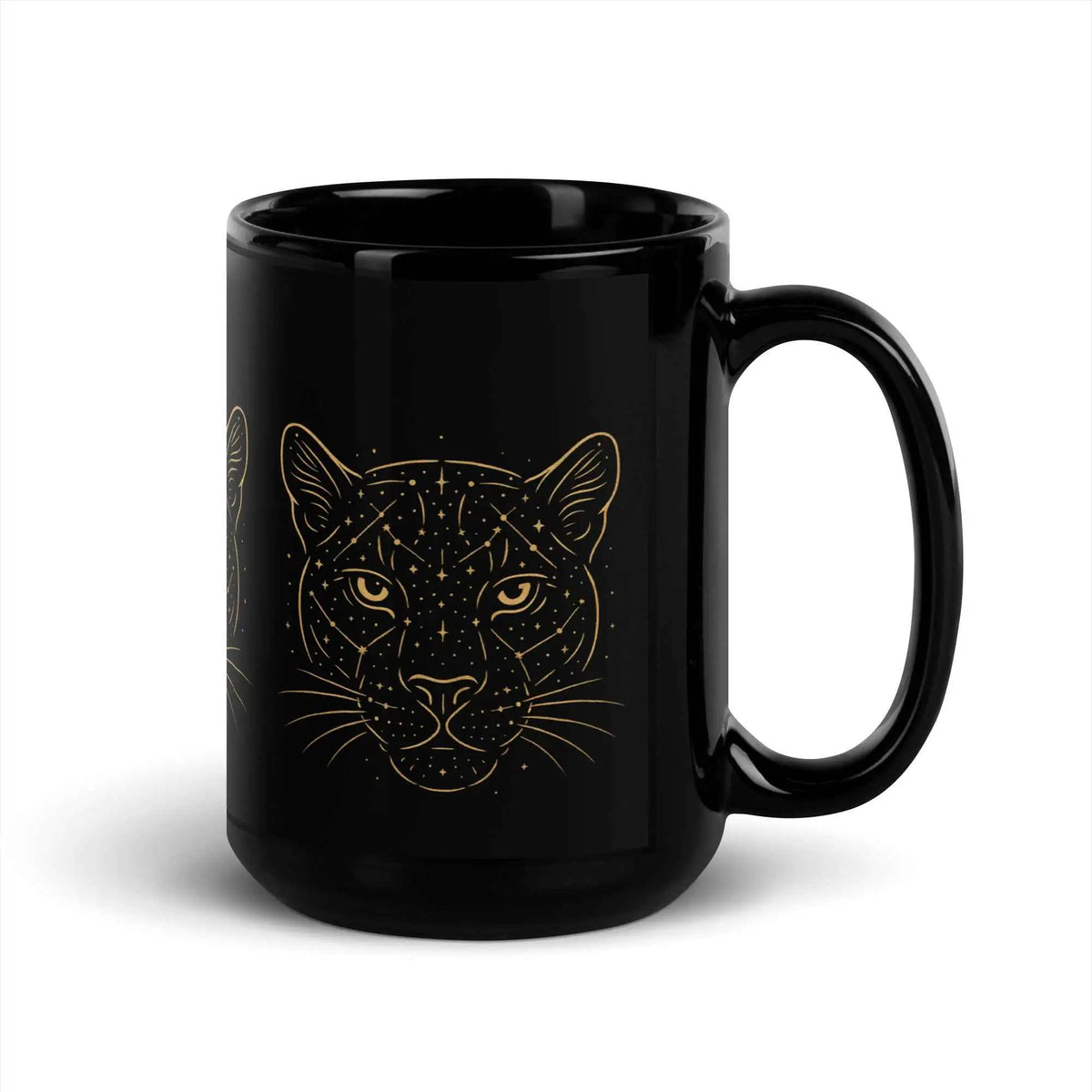 Starlit Big Cat Black Mug 15 oz