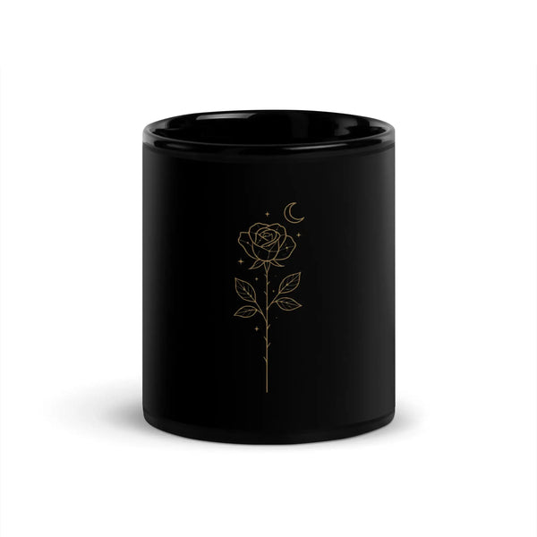 Starlit Rose Black Mug
