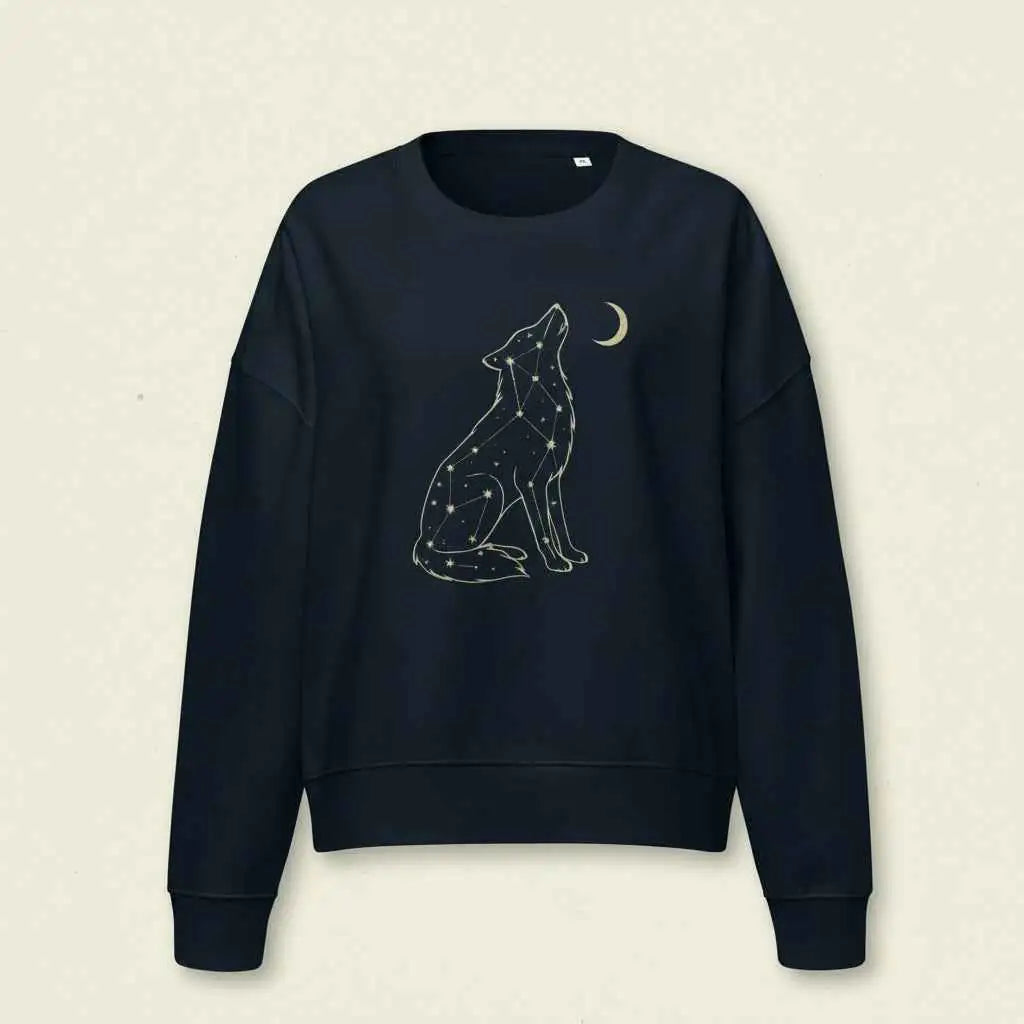 Starlit Wolf Organic Sweatshirt French Navy