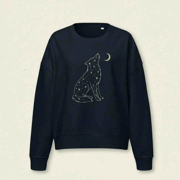 Starlit Wolf Organic Sweatshirt French Navy