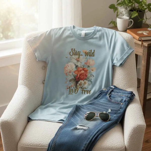 Stay Wild Live Free Floral Tee