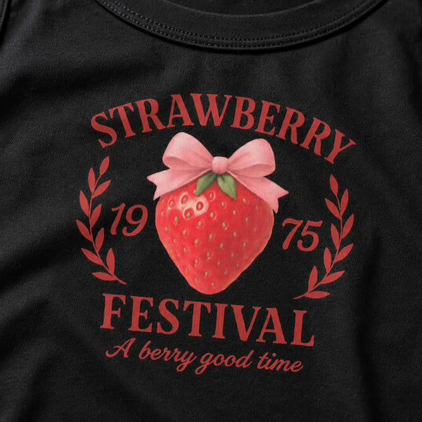 Strawberry Festival Tank Top – Retro Graphic Cropped Tee