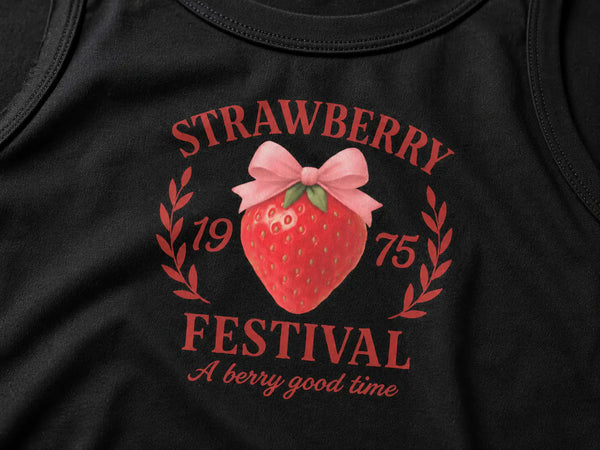 Strawberry Festival Tank Top – Retro Graphic Cropped Tee