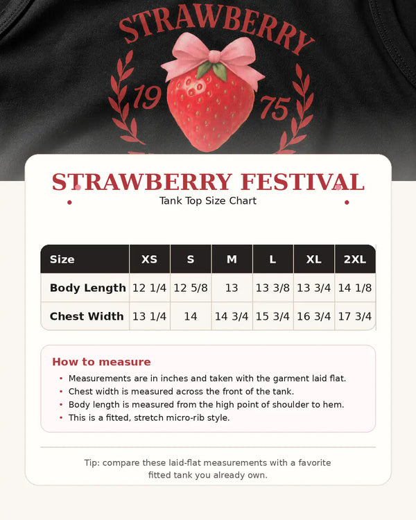 Strawberry Festival Tank Top – Retro Graphic Cropped Tee | My Lucky Tee