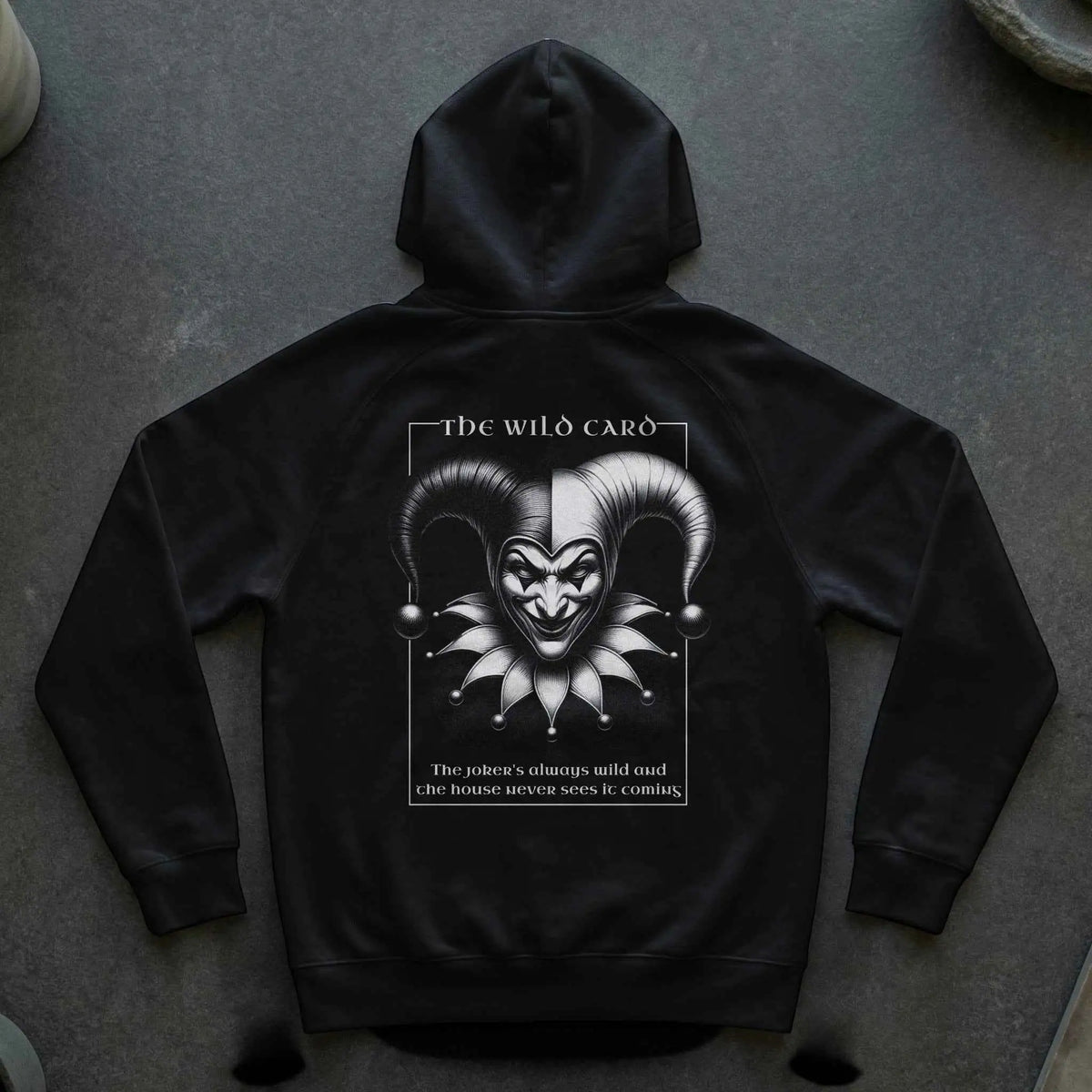 Wild Card Joker Graphic Hoodie | Dark Jester Streetwear Hoodie S