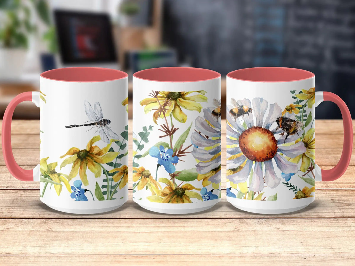 Wildflower Dragonfly Ceramic Mug |  My Lucky Tee