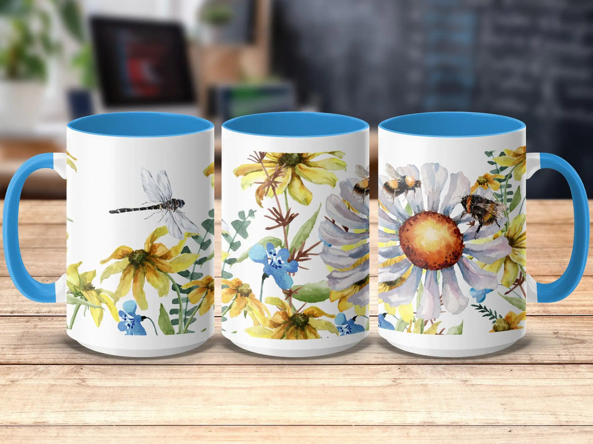 Wildflower Dragonfly Ceramic Mug |  My Lucky Tee