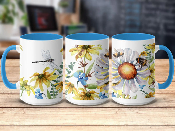 Wildflower Dragonfly Ceramic Mug |  My Lucky Tee