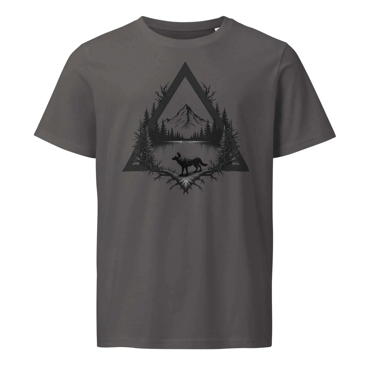 Wolf Wildlife Scene Organic Tee Anthracite