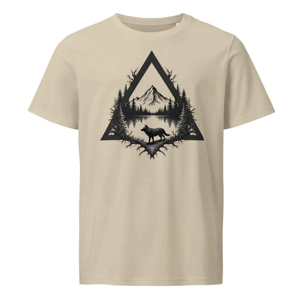 Wolf Wildlife Scene Organic Tee Desert Dust