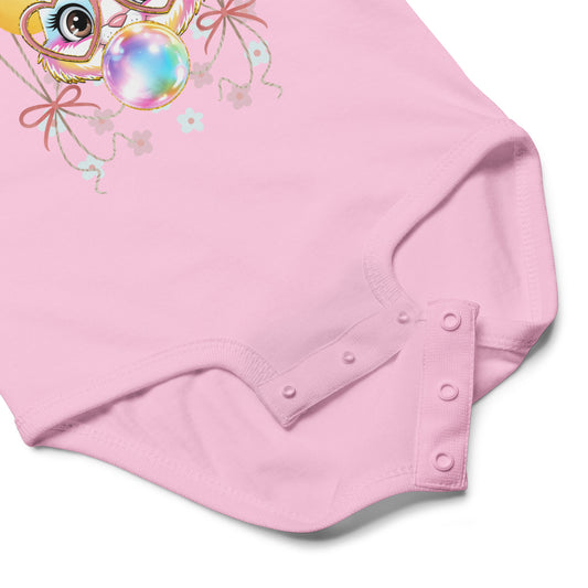 Pink baby bodysuit snap enclosure details