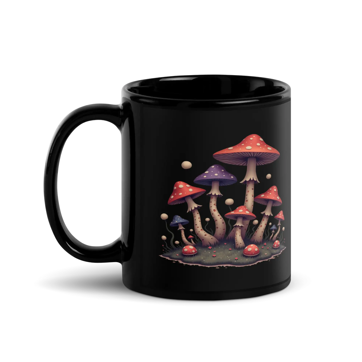 Dreamscape Mushroom Black Mug 