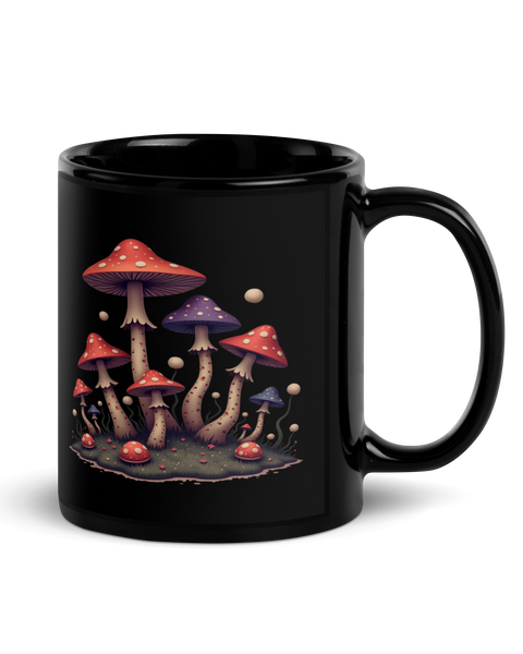 Dreamscape Mushrom Black Glossy Mug