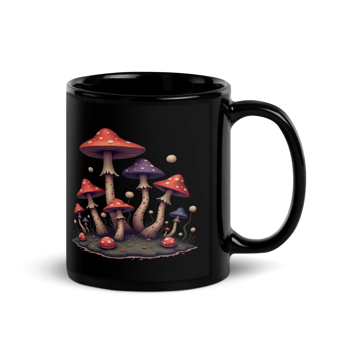 Dreamscape Mushroom Black Mug 