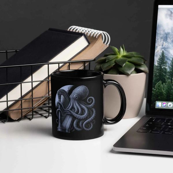 Musical Octopus Black Mug 