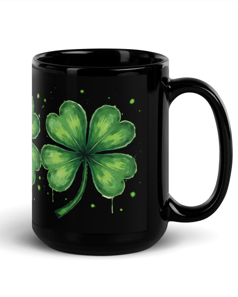Lucky Shamrock Black Glossy Mug - Perfect St. Patrick's Day Gift