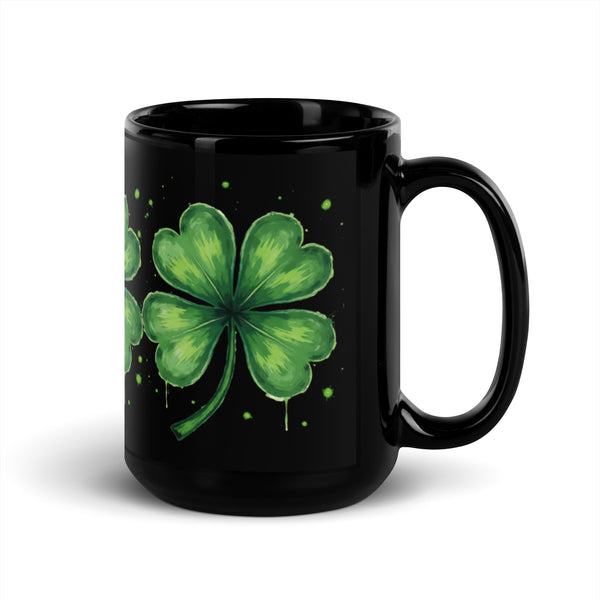 Lucky Shamrock Black Glossy Mug - Perfect St. Patrick's Day Gift