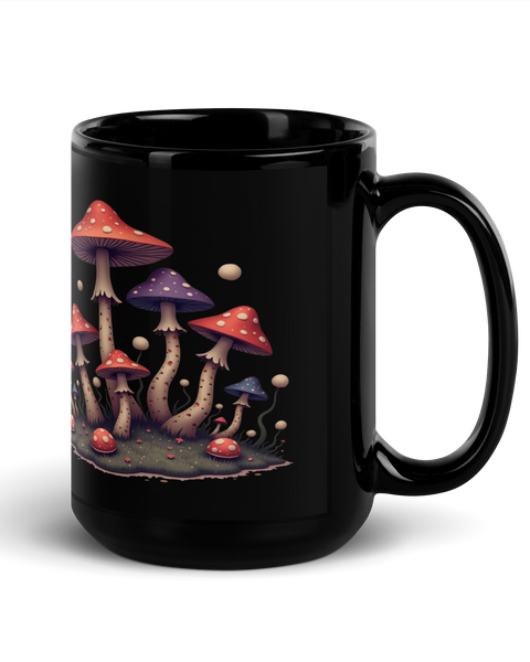 Dreamscape Mushrom Black Glossy Mug
