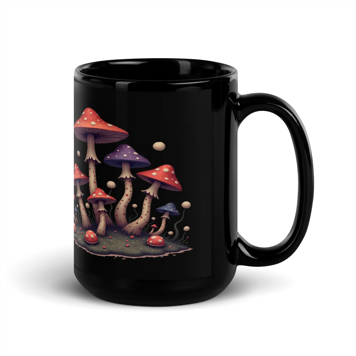 Dreamscape Mushroom Black Mug 