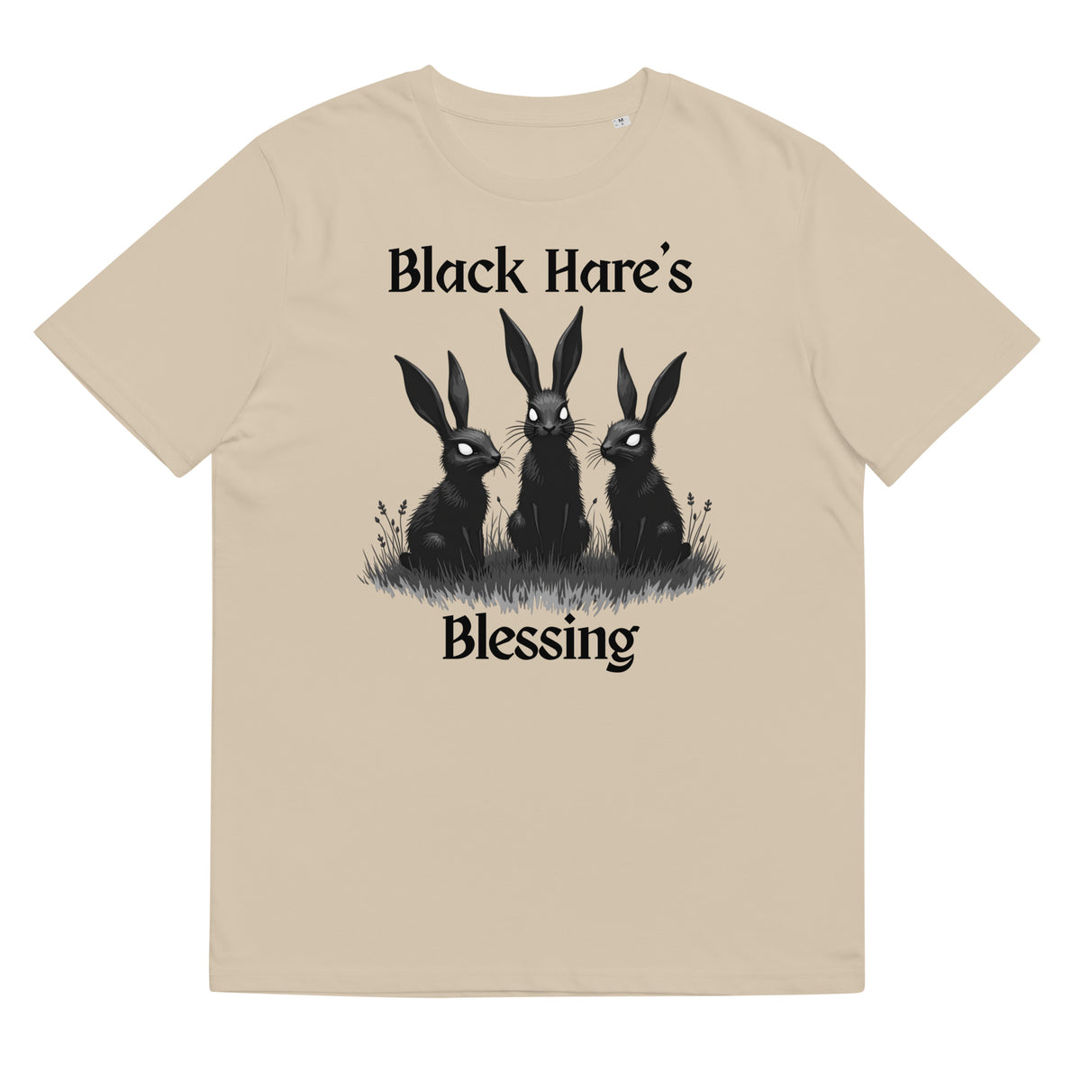 Sand Organic Cotton Tee, Mystical Aesthetic, Black Hare's Blessing from Store & Peace