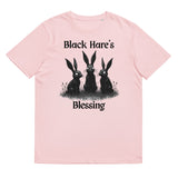 Pink Organic Cotton Tee, Mystical Aesthetic, Black Hare's Blessing from Store & Peace