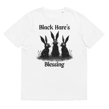 White Organic Cotton Tee, Mystical Aesthetic, Black Hare's Blessing from Store & Peace