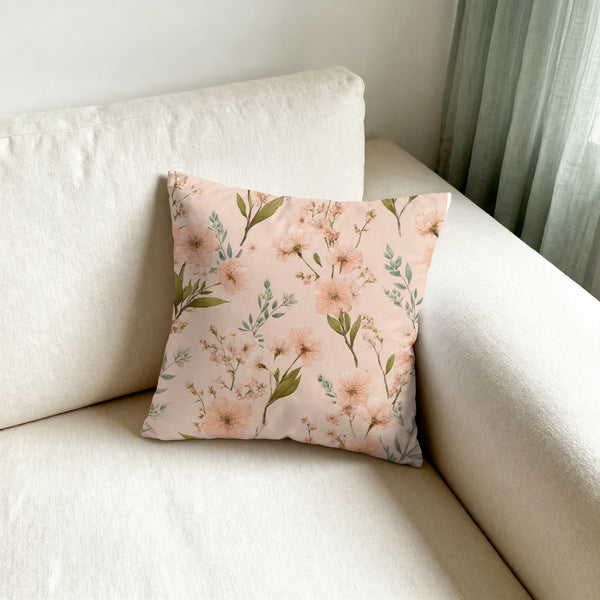 Blush Floral Grandmacore Throw Pillow