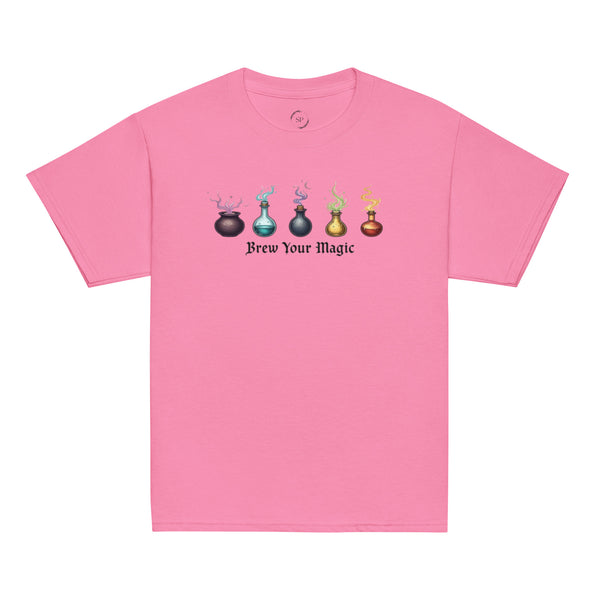 Brew Your Magic Youth Classic Tee in Azalea Pink