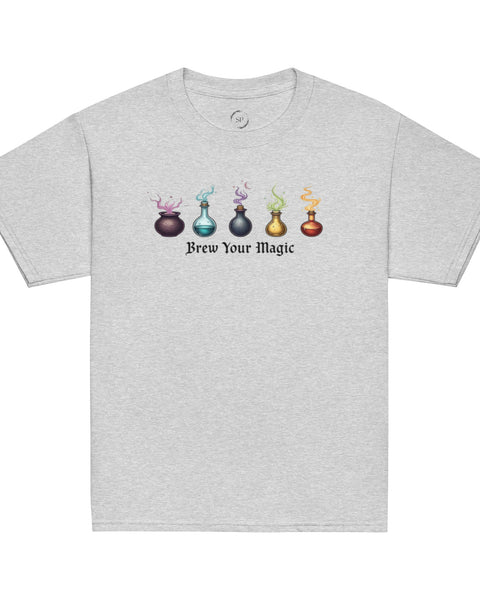 Brew Your Magic Youth Classic Tee in gray