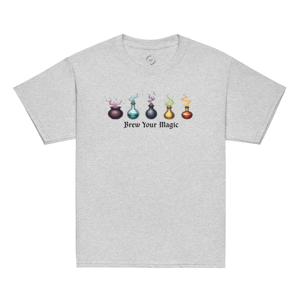 Brew Your Magic Youth Classic Tee in gray