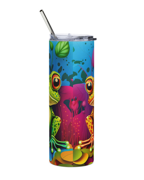 Groovy Frog Tumbler with metal straw back view. 