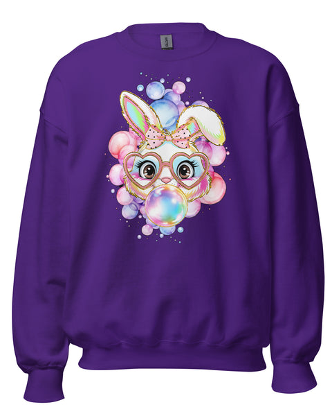 Bubble Bunny Adult Sweatshirt in Purple