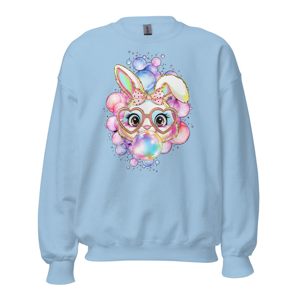 Bubble Bunny Adult Sweatshirt in Light Blue