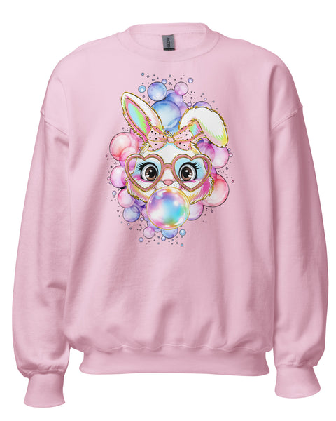 Bubble Bunny Adult Sweatshirt in Light Pink