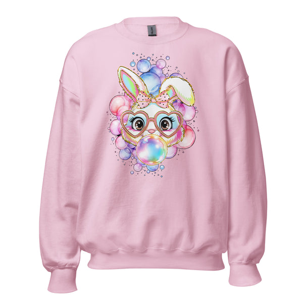 Bubble Bunny Adult Sweatshirt in Light Pink
