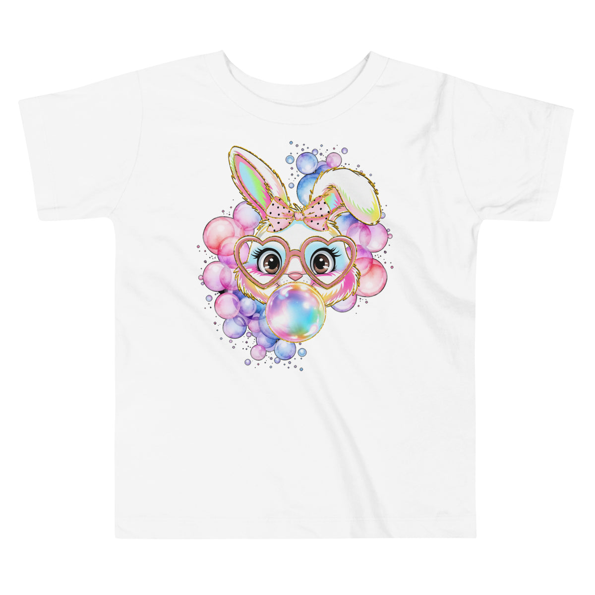 Bubble Bunny Toddler Tee in White