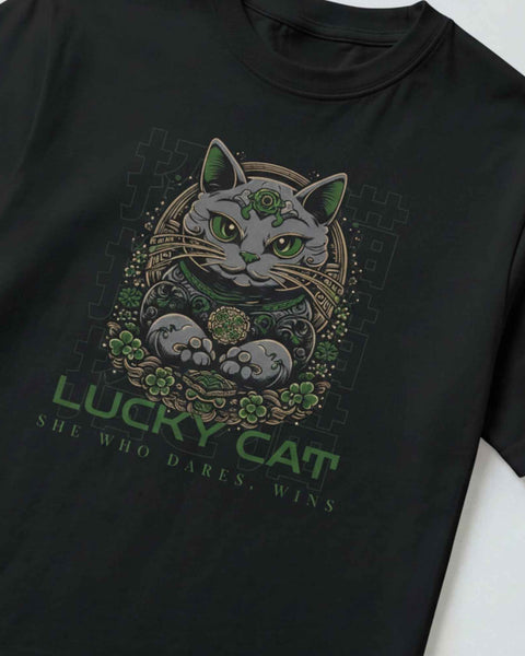 She Who Dares Wins Lucky Cat Graphic Tee