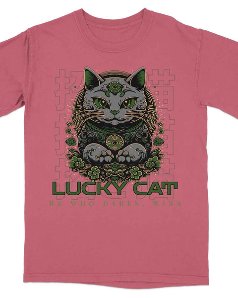He Who Dares Wins Lucky Cat Tee