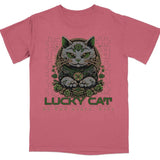 He Who Dares Wins Lucky Cat Tee Crimson