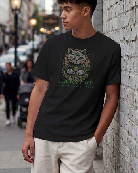 He Who Dares Wins Lucky Cat Tee
