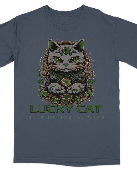 He Who Dares Wins Lucky Cat Tee