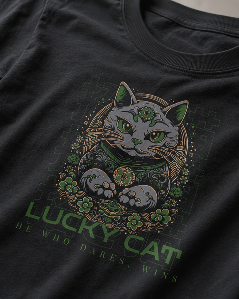 He Who Dares Wins Lucky Cat Tee - My Lucky Tee