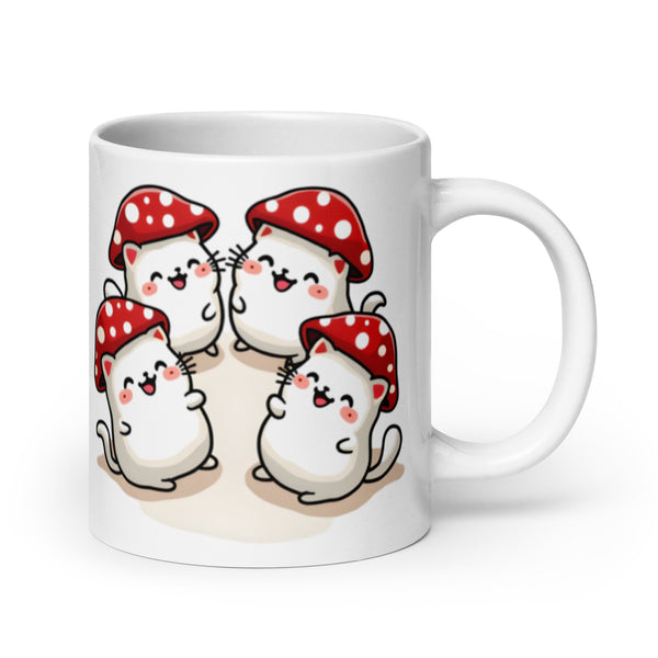 Kawaii Mushroom Cats Coffee Mugs 20 oz
