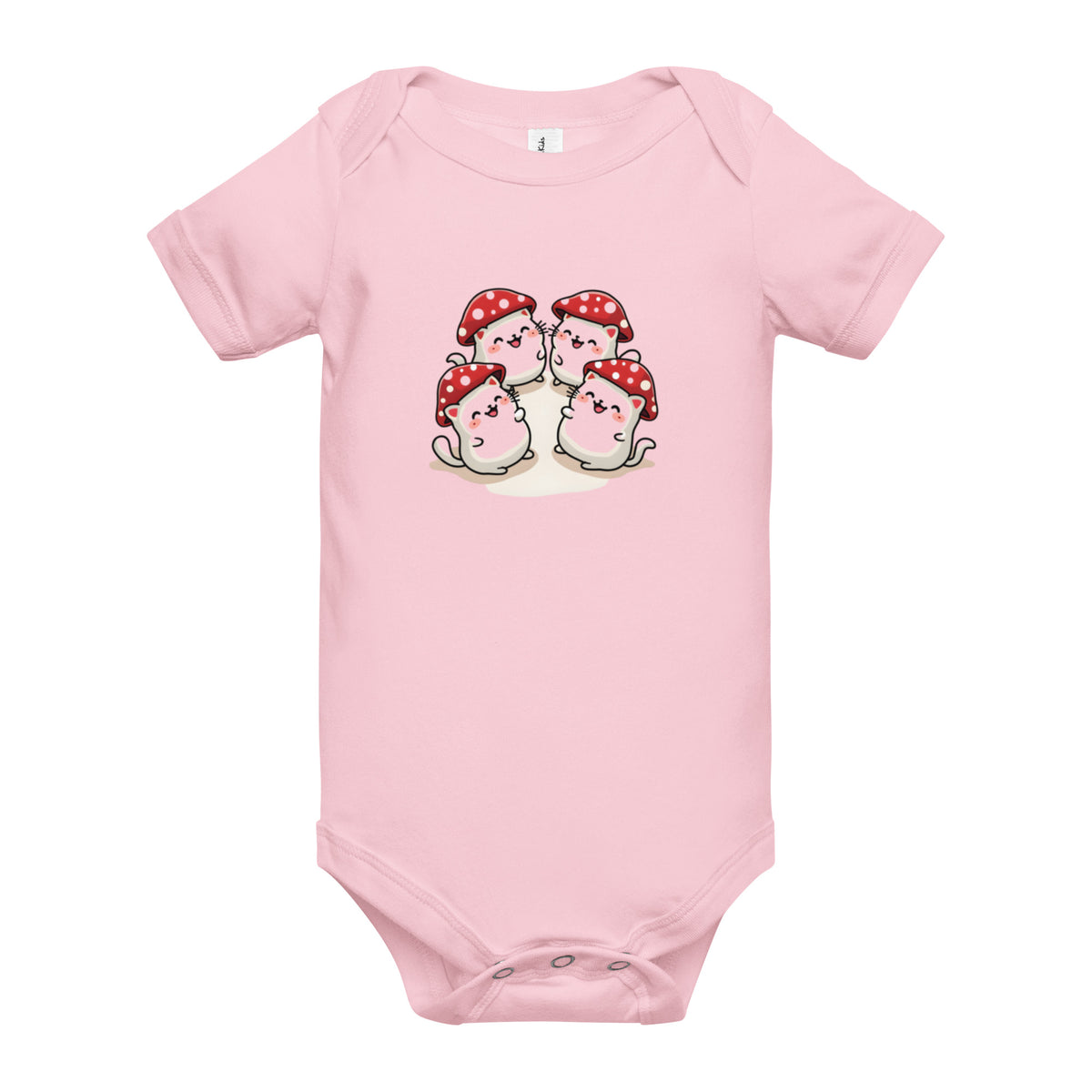 Kawaii Mushroom Cats Baby One Piece Outfit- Pink