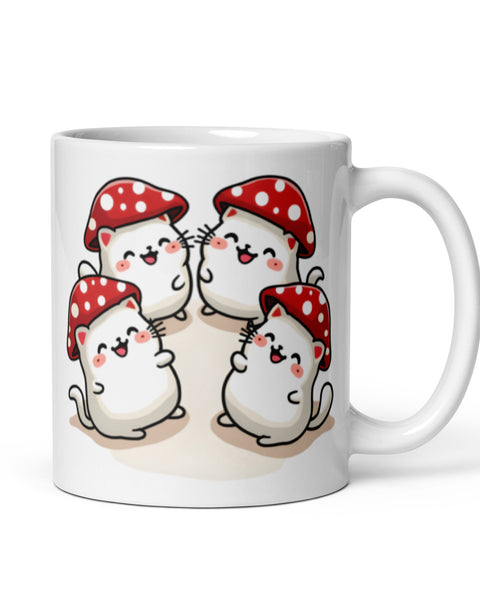 Kawaii Mushroom Cats 11 oz Coffee Mug