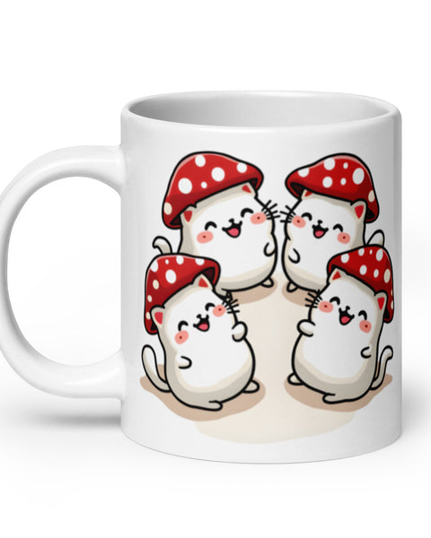 Kawaii Mushroom Cats Coffee Mug 20 oz