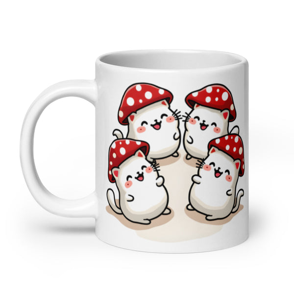 Kawaii Mushroom Cats Coffee Mug 20 oz